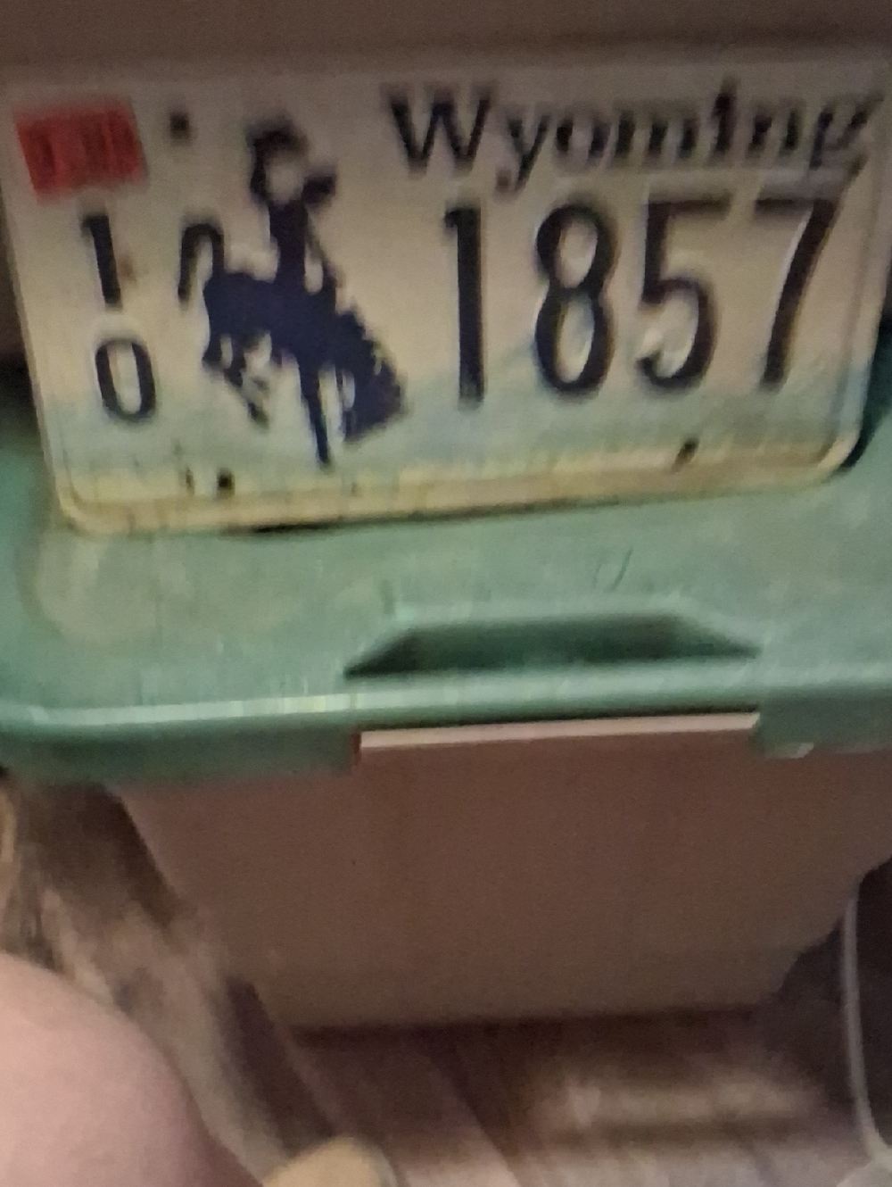 Vintage Wyoming License Plate Decor - Blue and White